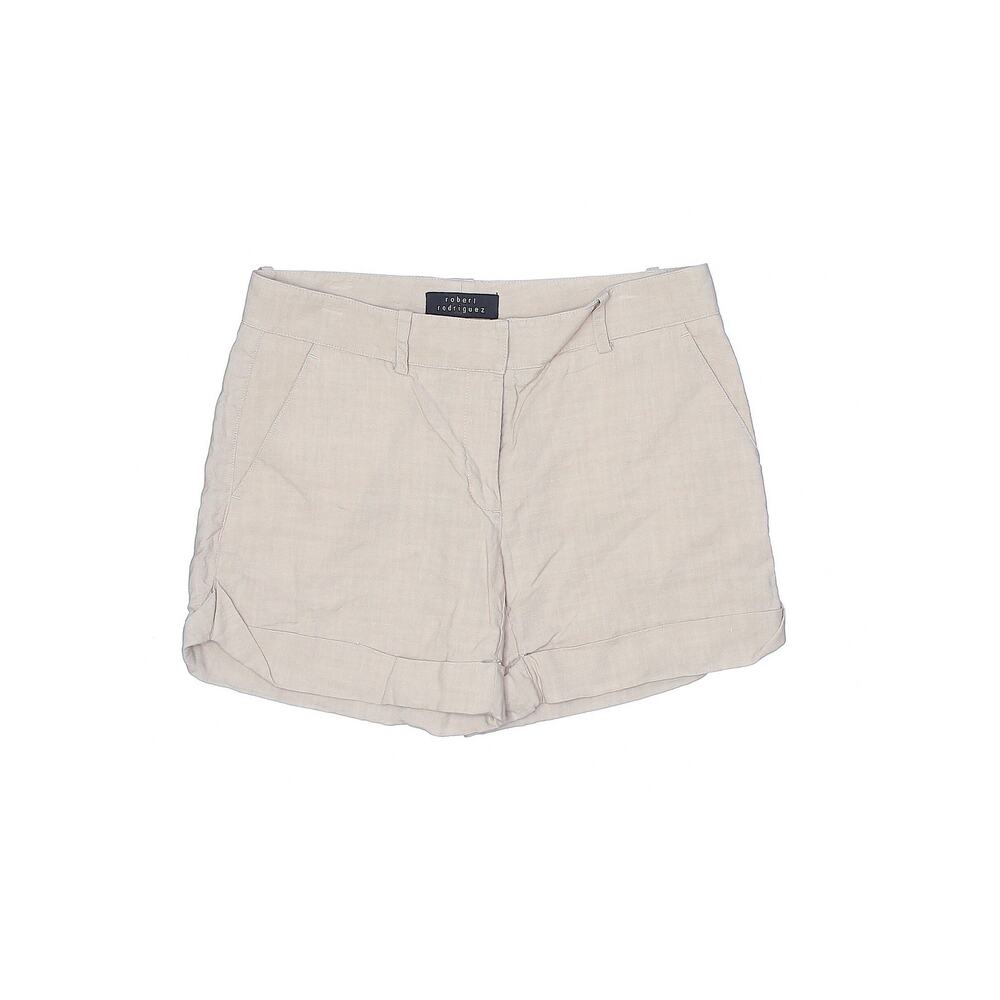 ROBERT RODRIGUEZ Beige Tan Taupe Mid-Rise Linen Cuffed Shorts - Size 6